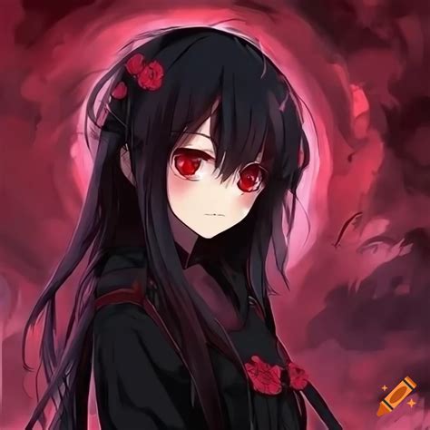 anime with black hair and red eyes|dark haired anime characters female.